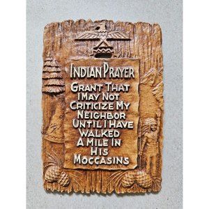 Vintage Indian Prayer Wall Hanging By Multi Products Inc 6.5" x 4.5"